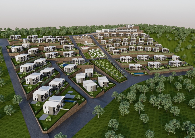 Идеальный комплекс апартаментов, окружённый пышной зеленью.