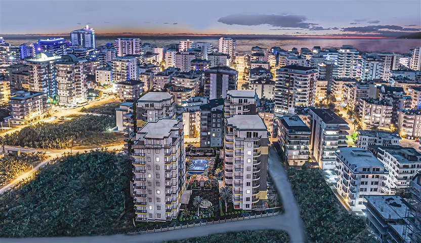 Двухкомнатная квартира с панорамным видом на горы в районе Махмутлар