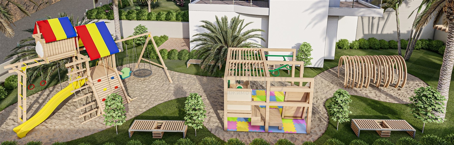 Двухкомнатная квартира с панорамным видом на горы в районе Махмутлар