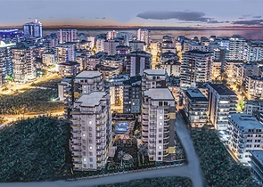 Двухкомнатная квартира с панорамным видом на горы в районе Махмутлар