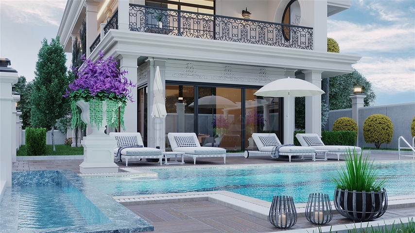 Вилла с видом на море 5+1 в районе Каргыджак