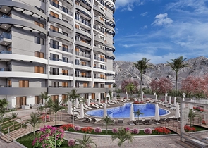 Квартира 1+1 в строящемся комплексе премиум класса в районе Махмутлар