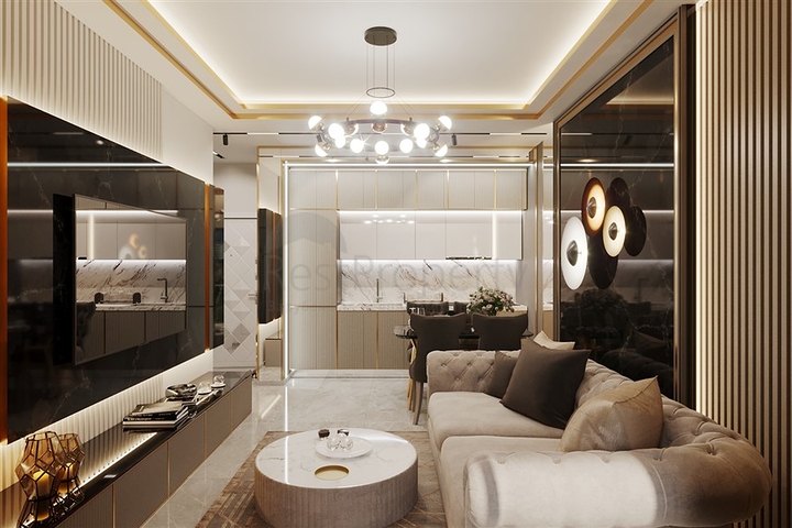 Квартира планировкой 1+1 в современном доме в районе Махмутлар