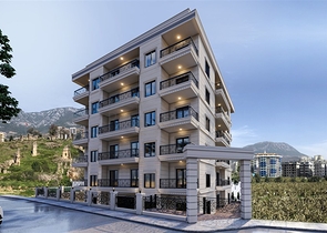 Квартира планировкой 1+1 в современном доме в районе Махмутлар