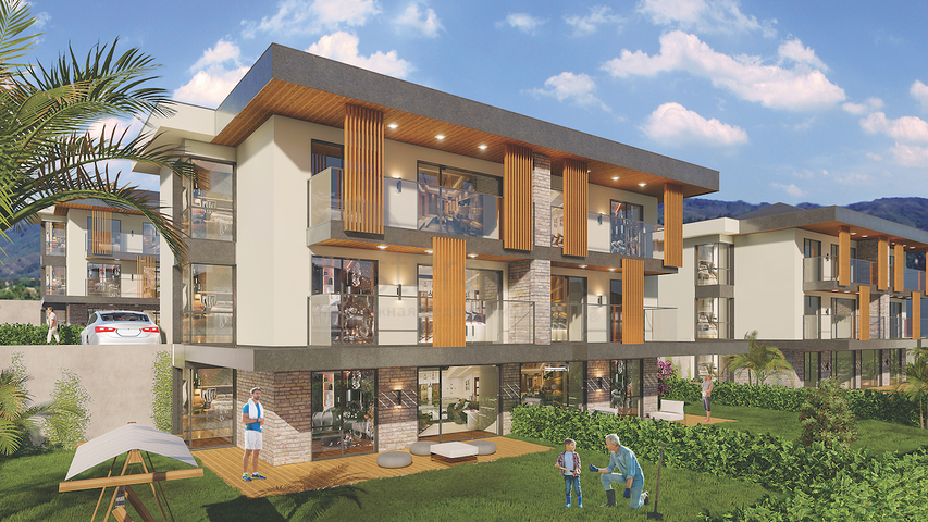 Апартаменты 2+1 в эко комплекс в окружении хвойного леса в районе Дортепе на восточной части Бодрума.