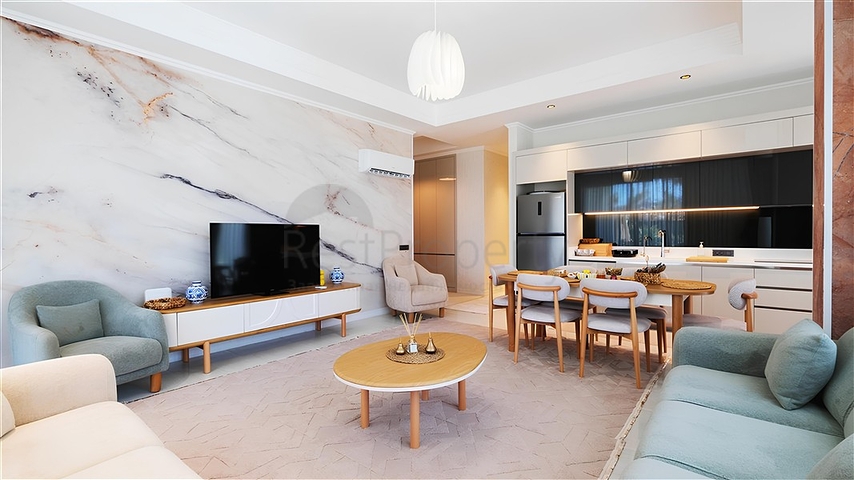 Роскошная квартира 3+1 с садом в элитном комплексе у моря