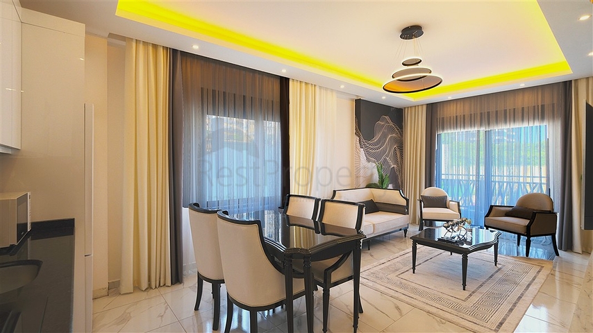 Просторный меблированный дуплекс с террасой и видом на море в современном жилом комплексе