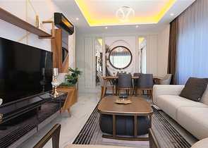 Просторный меблированный дуплекс с террасой и видом на море в современном жилом комплексе