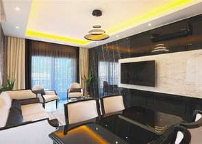 Просторный меблированный дуплекс с террасой и видом на море в современном жилом комплексе