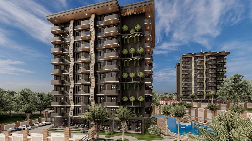 Современная квартира 1+1 в благоустроенном жилом проекте в районе Авсаллар