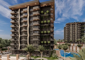 Современная квартира 1+1 в благоустроенном жилом проекте в районе Авсаллар