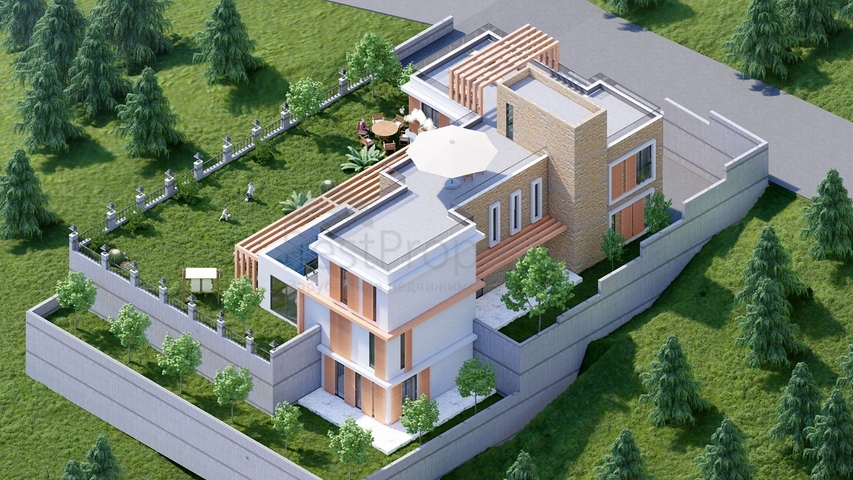 Участок с готовым проектом виллы в районе Тепе