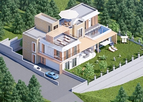 Участок с готовым проектом виллы в районе Тепе