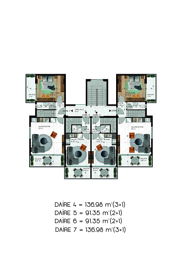 Квартира планировки 1+1 и 3+1 дуплекс в районе Кемер - Анталия  - Фото 9