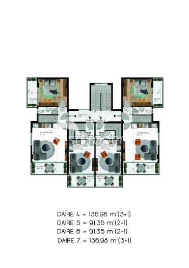 Квартира планировки 1+1 и 3+1 дуплекс в районе Кемер - Анталия  - Фото 9