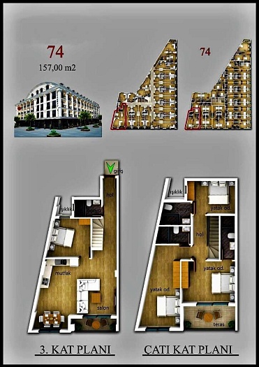 Квартира  планировки 2+1 в районе Фетхие - Анталия  - Фото 13
