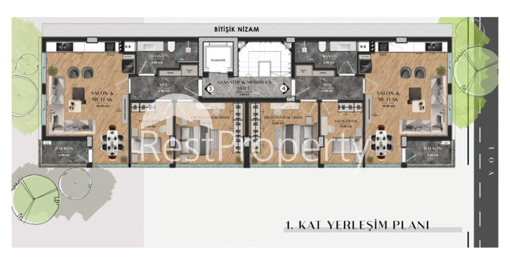 Квартиры планировки 2+1 дуплекс в микрорайоне Лара - Анталия  - Фото 21