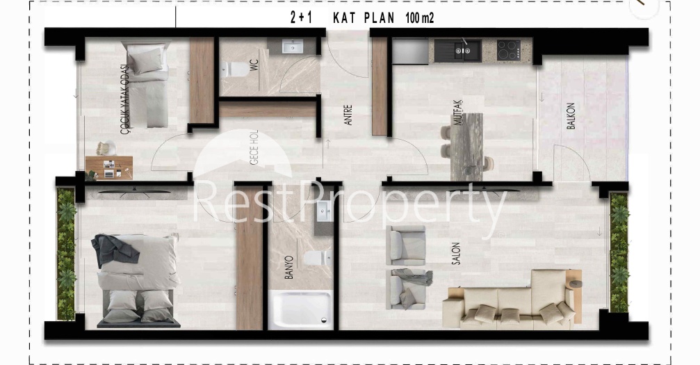 Квартиры планировки 1+1 и 2+1 в районе Кепез - Анталия  - Фото 11