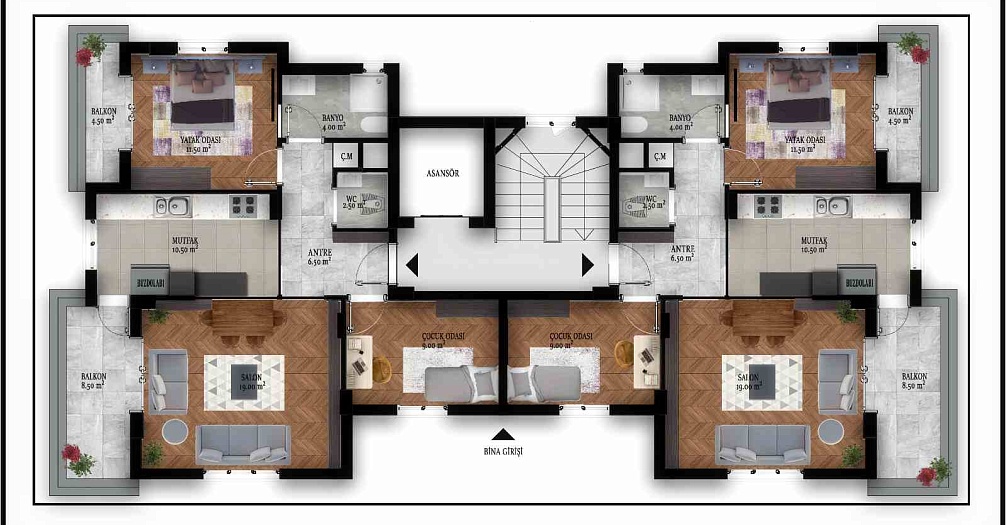 Квартира с бассейном планировки 2+1 в районе Кепез - Анталия - Фото 25